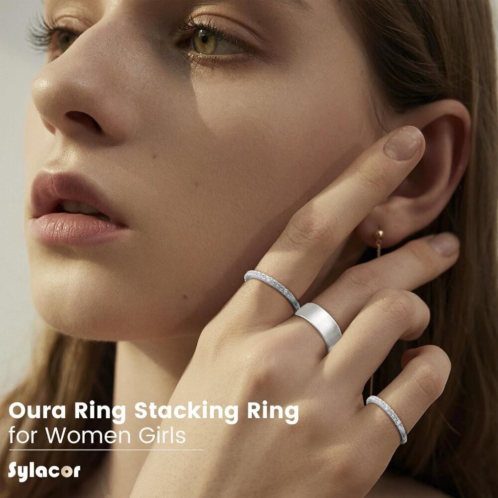 Adjustable Gold Plated Stacking Rings for Oura Ring 2 Pack Women - Picture 4 of 6